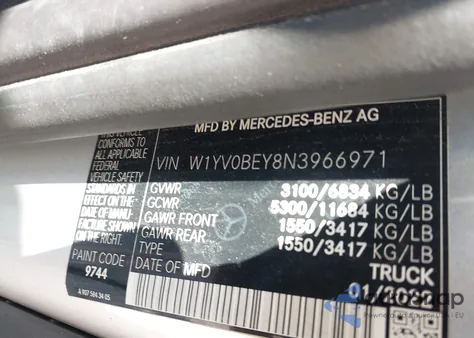 2022 Mercedes-Benz Metris z USA, uszkodzony, nr VIN W1YV0BEY8N3966971